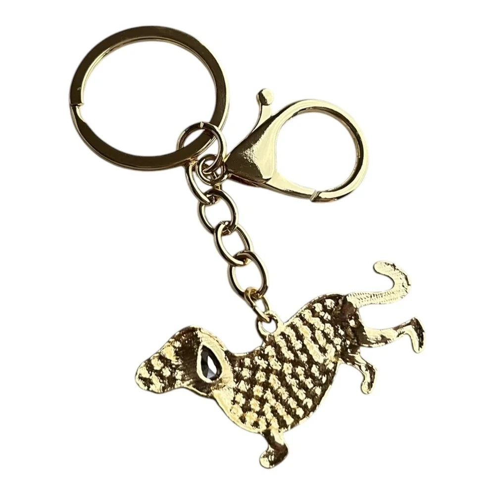 Women's Key Chain Gold Tone Blue Multicolor Rhinestone Dachshund Dog 4